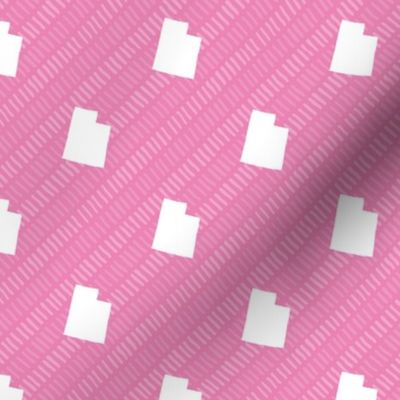 Utah State Shape Pattern Pink and White Stripes