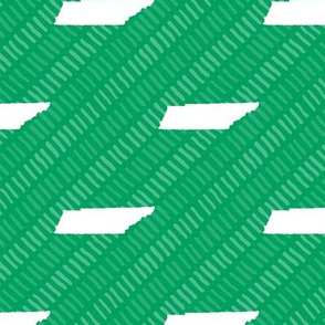Tennessee State Shape Pattern Green and White Stripes