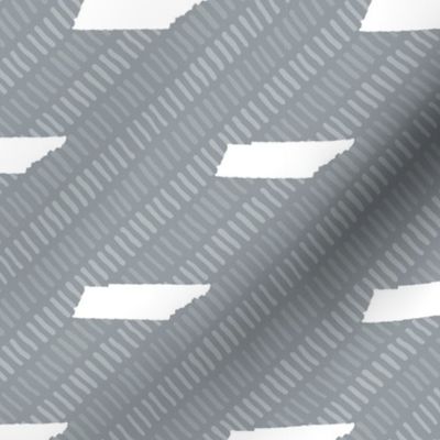 Tennessee State Shape Pattern Gray and White Stripes