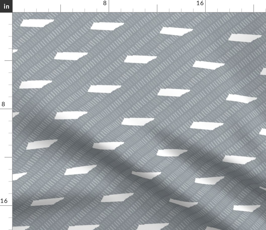 Tennessee State Shape Pattern Gray and White Stripes