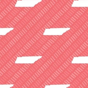 Tennessee State Shape Pattern Coral and White Stripes