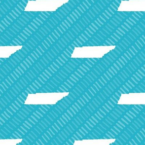 Tennessee State Shape Pattern Teal and White Stripes