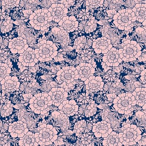 Navy and Pink Flower Blooms