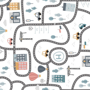 City roads - scandinavian playmat streets - BIG rotated