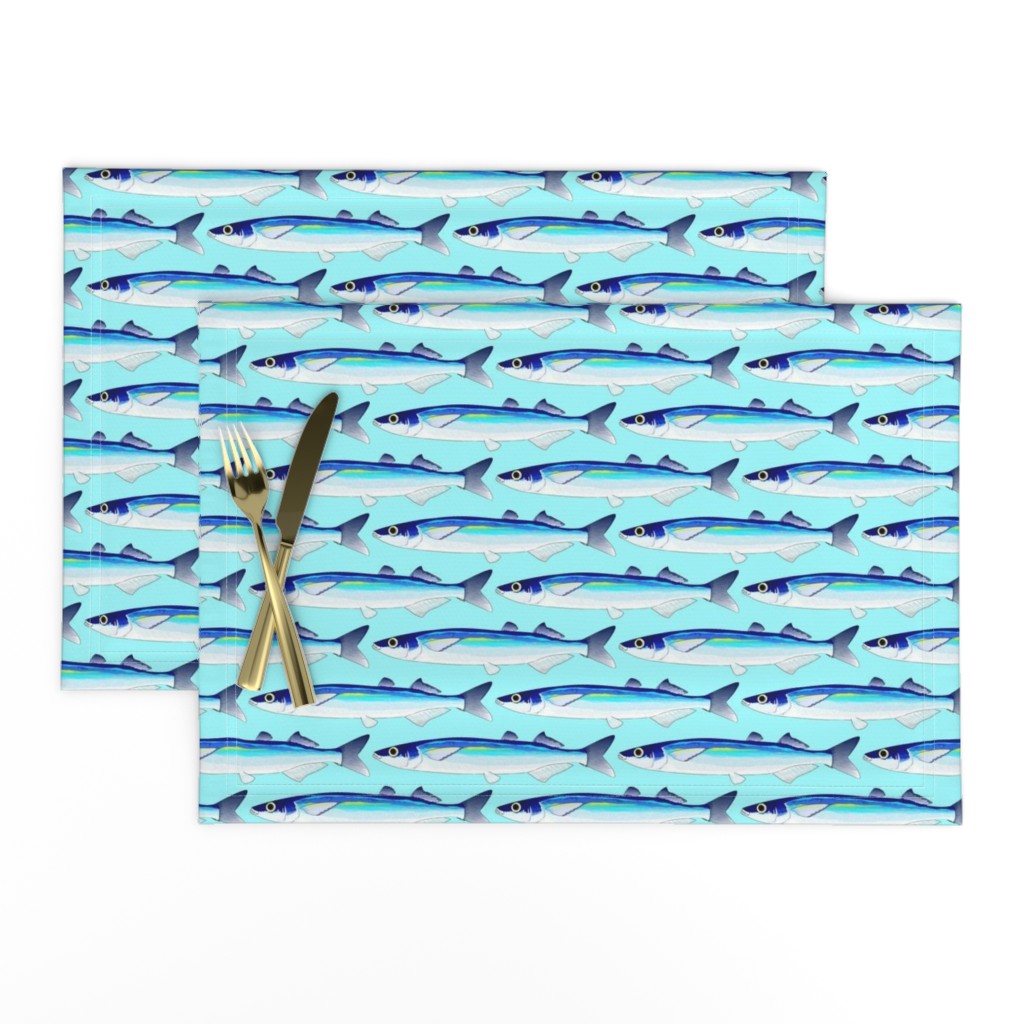 Jacksmelt on light blue cyan