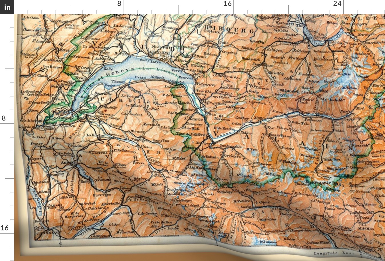 Switzerland map, vintage - large yd