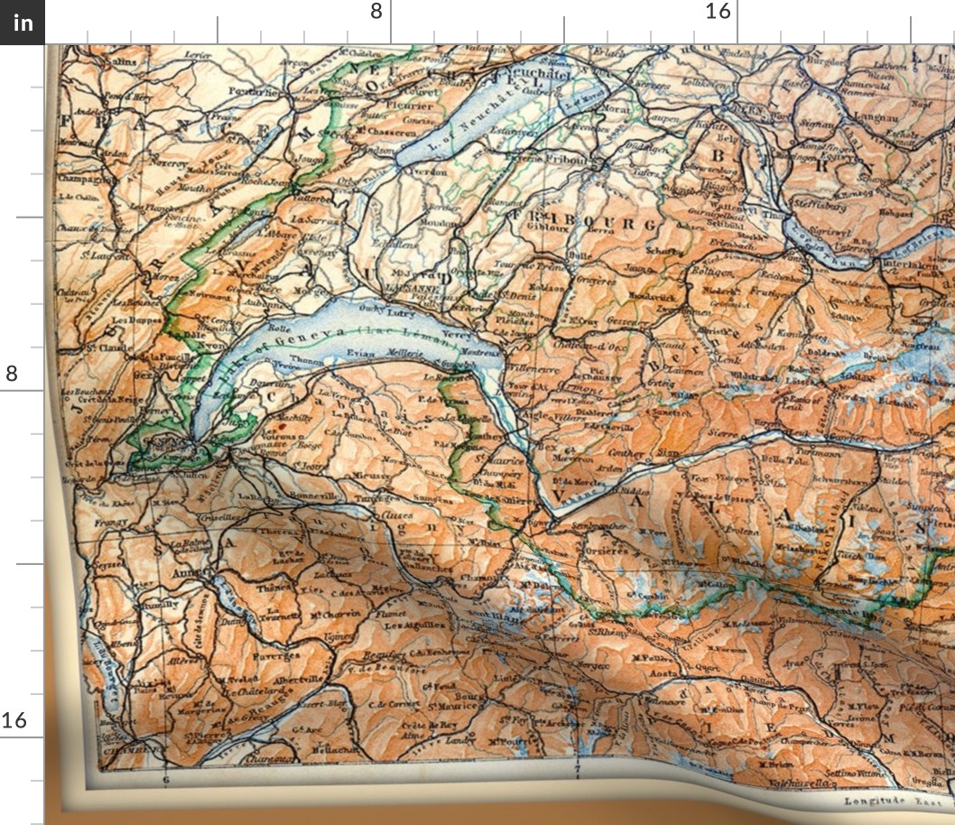 Switzerland map, vintage - std yd