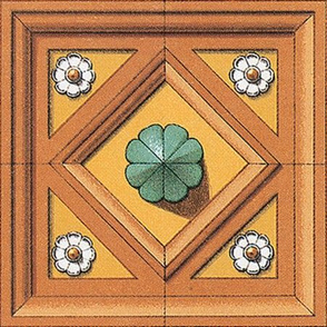 Victorian Clay Tile Blocks Green Clover Center