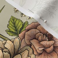 In The Garden - Nature Pattern w/ Birds, Flowers & Moths