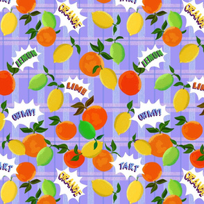 Citrus on amethyst plaid