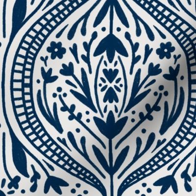 Dark Blue Damask