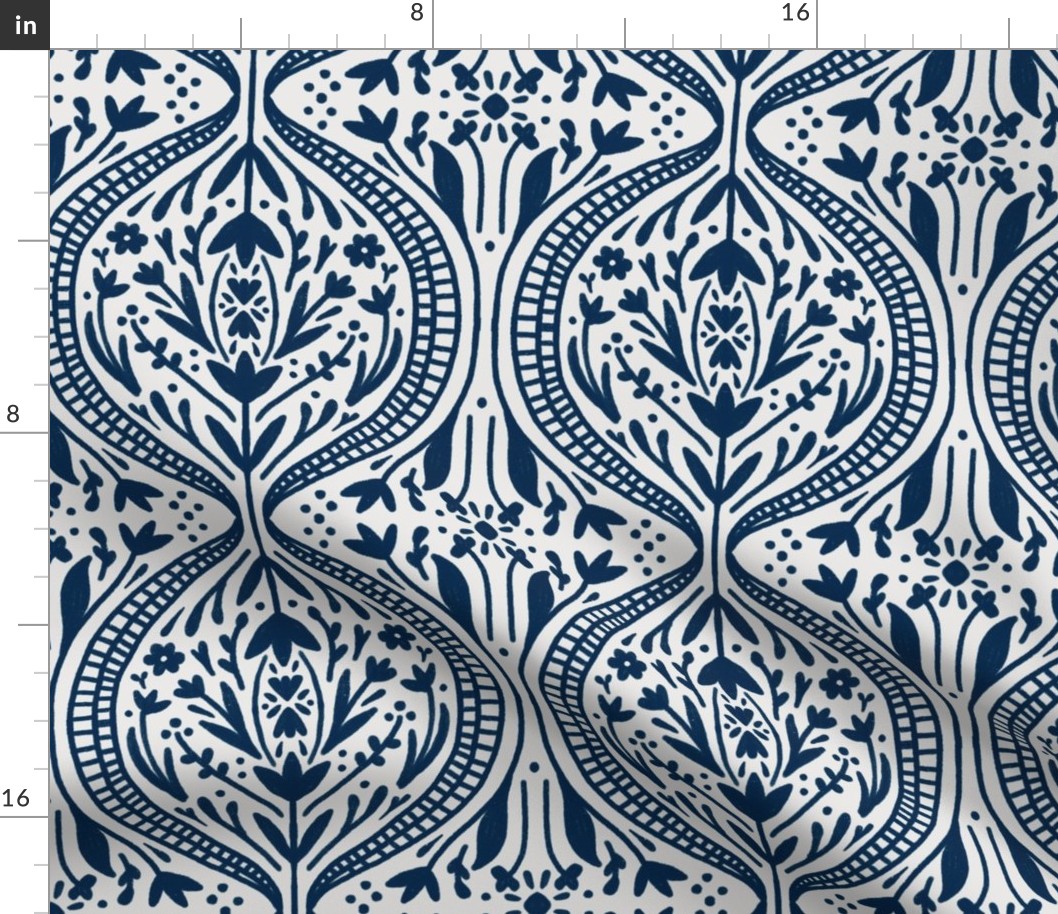 Dark Blue Damask