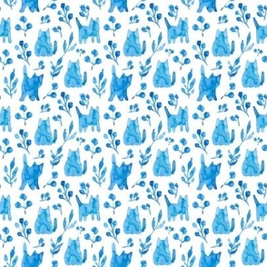 Blue watercolor cats 