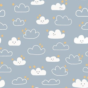 Pastel Happy Clouds, Summer Bright Blue Sky