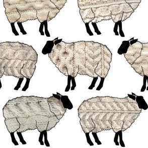 Wee Wooly Sheep in Aran Sweaters (white background)