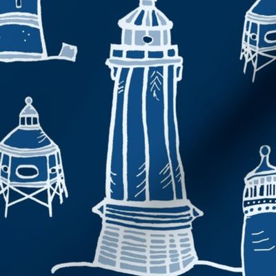 Classic Blue Lighthouses  - Large Scale
