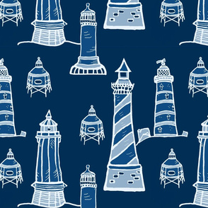 Classic Blue Lighthouses  - Large Scale