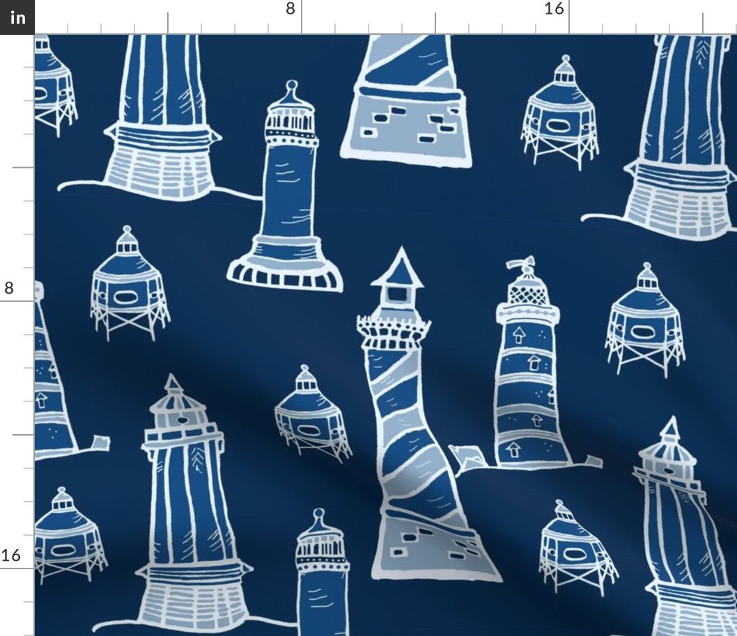 Classic Blue Lighthouses  - Large Scale