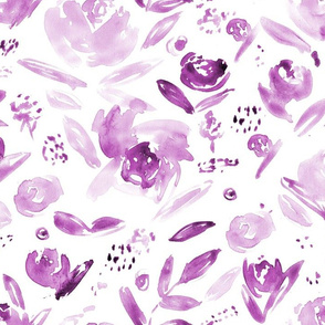 Amethyst roses - large scale watercolor flowers
