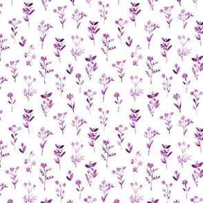 Amethyst wildflowers - watercolor tonal purple ditsy florals