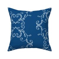 Lily of the Valley Hearts and Swirls on Classic Blue