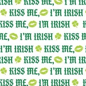 kiss me irish fabric - st patricks day fabric, spring fabric, irish fabric, st pattys fabric, green fabric, clover fabric - green and lime