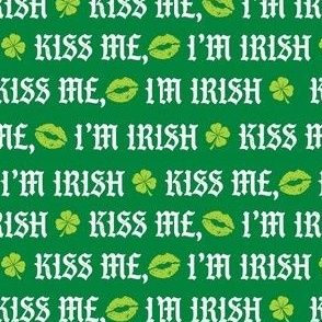 kiss me irish fabric - st patricks day fabric, spring fabric, irish fabric, st pattys fabric, green fabric, clover fabric - green