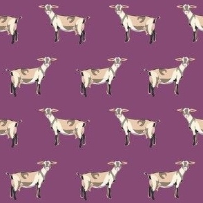 alpine goat fabric - alpine goat wallpaper, alpine goat, alpine goat floral, goat fabric, farm fabric, farm animals - purple