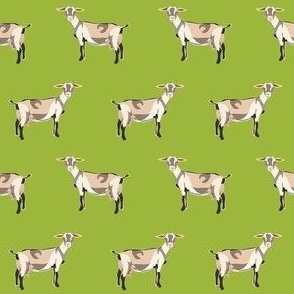 alpine goat fabric - alpine goat wallpaper, alpine goat, alpine goat floral, goat fabric, farm fabric, farm animals - lime