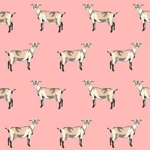 alpine goat fabric - alpine goat wallpaper, alpine goat, alpine goat floral, goat fabric, farm fabric, farm animals - pink