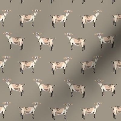 alpine goat fabric - alpine goat wallpaper, alpine goat, alpine goat floral, goat fabric, farm fabric, farm animals - khaki