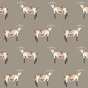 alpine goat fabric - alpine goat wallpaper, alpine goat, alpine goat floral, goat fabric, farm fabric, farm animals - khaki