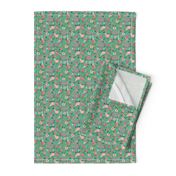 toggenburg floral goat fabric - goat floral fabric, goat wallpaper, goat florals, goat design - green