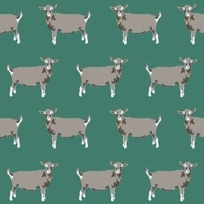 toggenburg goat fabric - goat fabric, farm animal fabric, farm fabric, animals fabric, goat fabric - green