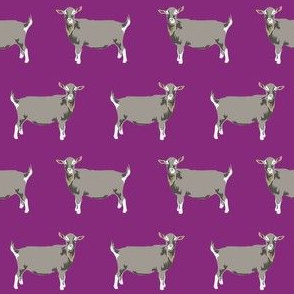 toggenburg goat fabric - goat fabric, farm animal fabric, farm fabric, animals fabric, goat fabric - purple