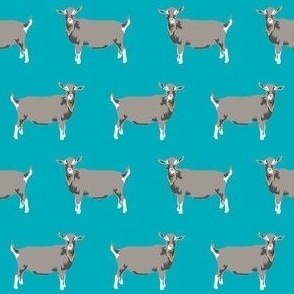 toggenburg goat fabric - goat fabric, farm animal fabric, farm fabric, animals fabric, goat fabric - teal