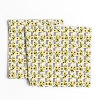 toggenburg sunflower fabric - toggenburg goat, goat fabric, goat floral, goat sunflowers, goat design - cream