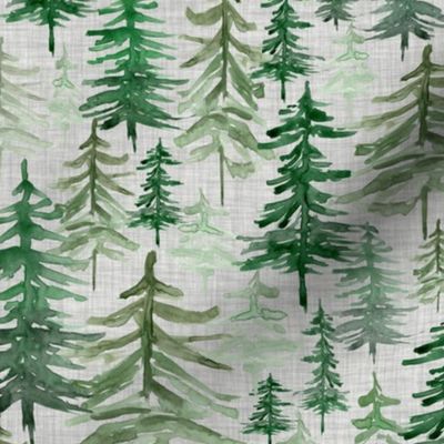 Rustic Forest Trees // Gray Linen - Woodland