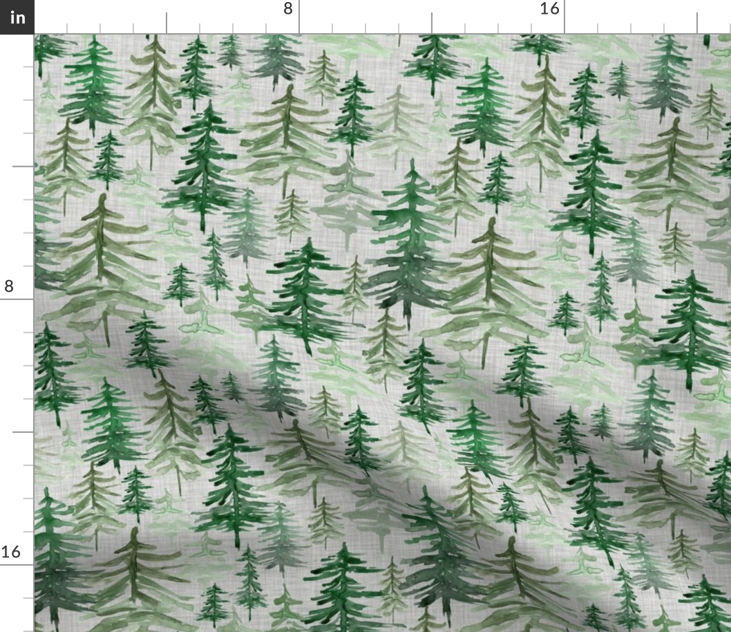 Rustic Forest Trees // Gray Linen - Woodland