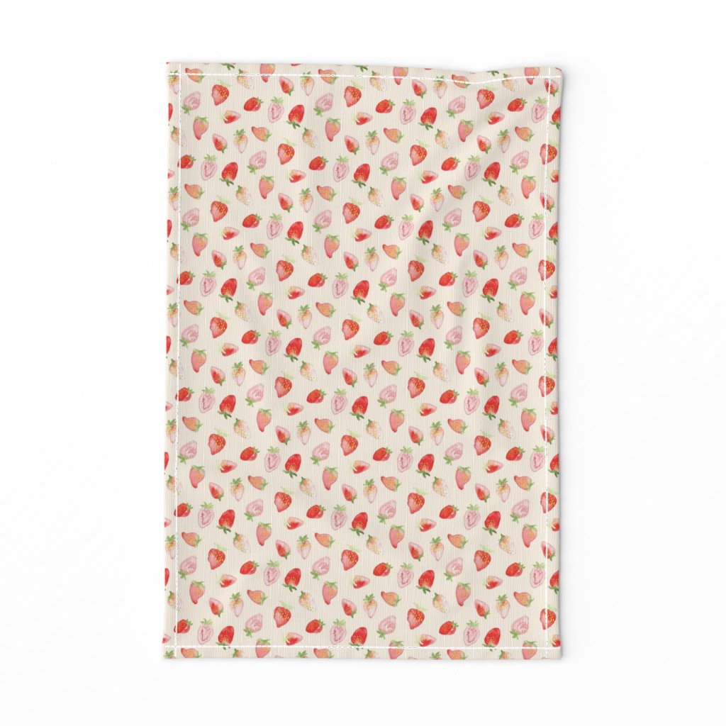 Strawberry Watercolor Off white Ivory Cream