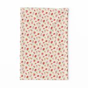 Strawberry Watercolor Off white Ivory Cream