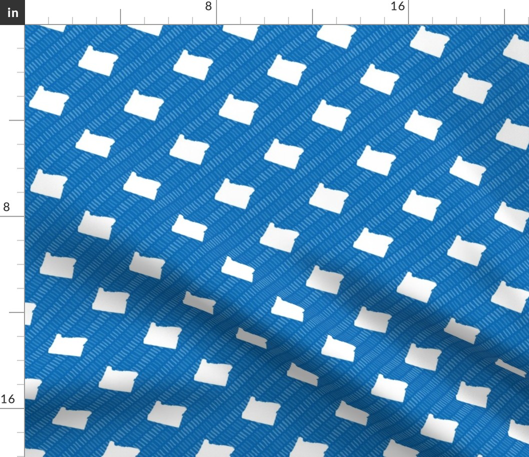 Oregon State Shape Outline Blue and White Stripes