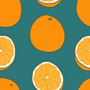 Oranges on Teal - Large