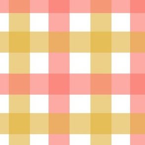 Gingham - Coral and Gold