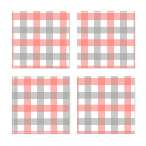 Gingham - Grey and Coral