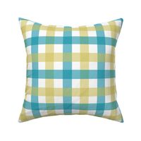 Gingham - Tropical Blue and Chartreuse