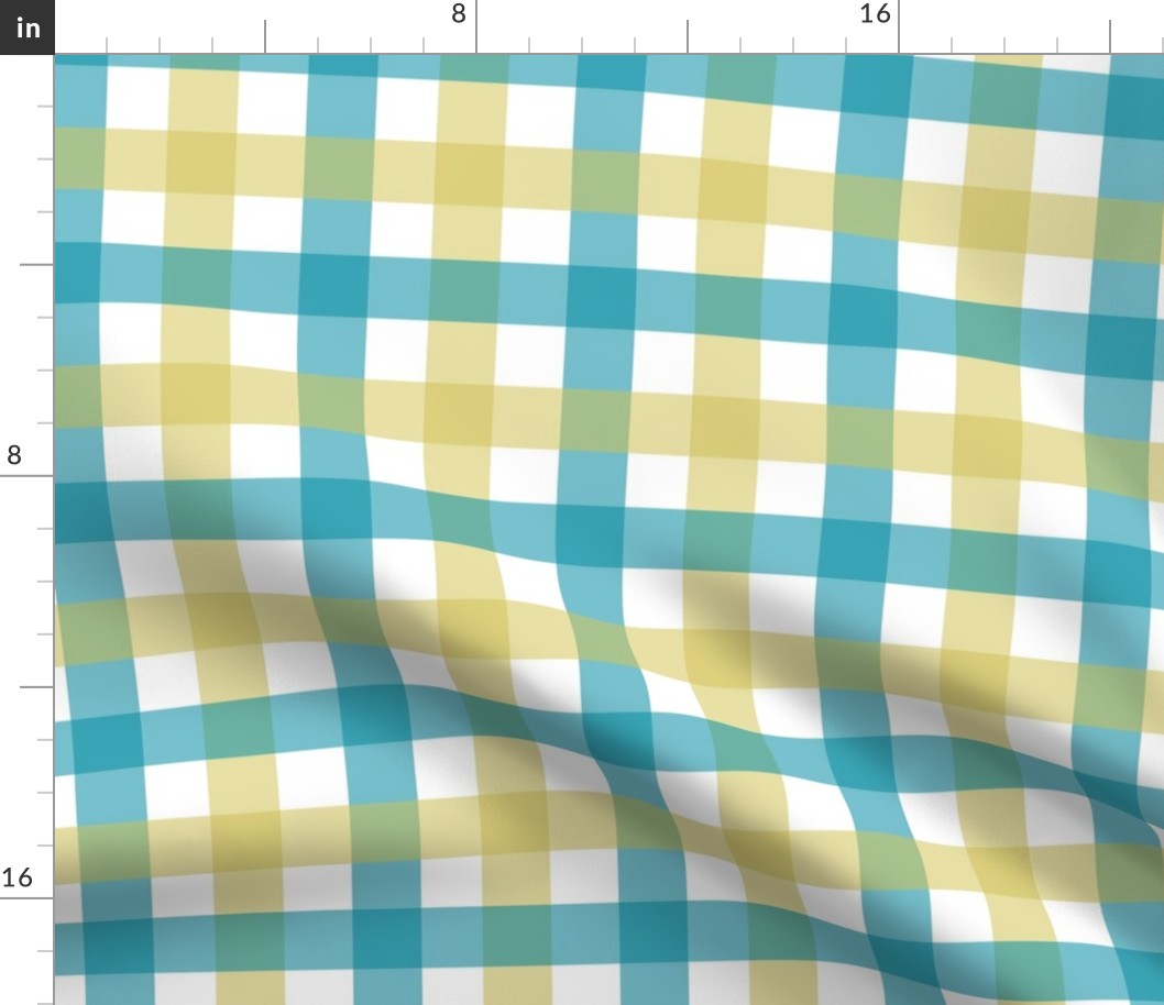 Gingham - Tropical Blue and Chartreuse