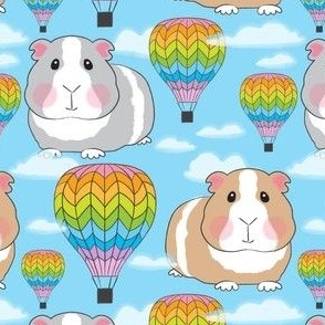guinea pigs and rainbow hot air balloons