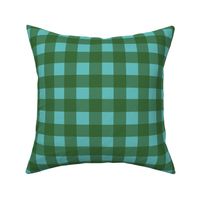 Gingham - Rustic Christmas Green and Blue