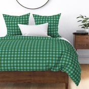 Gingham - Rustic Christmas Green and Blue